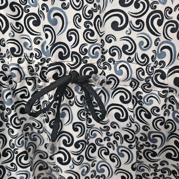 Piel Blue Black Peasant Blouse Swim Cover Boho Beach Festival OSFA - Picture 8 of 10